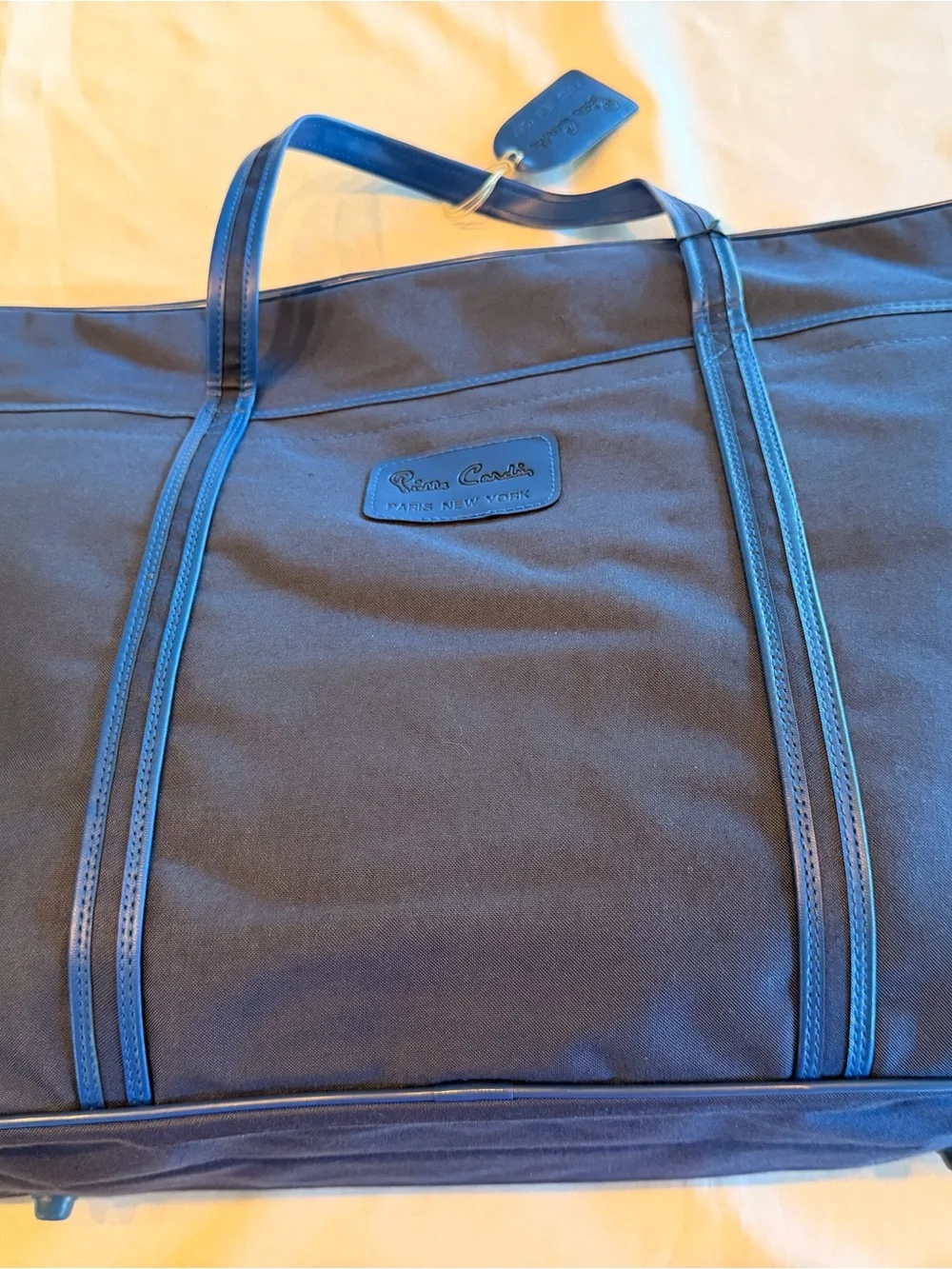 Vintage 1970s RARE NWT Pierre Cardin Large Blue Nylon Luggage Suitcase Bag